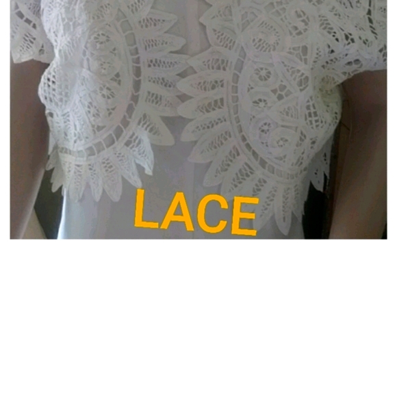 FINAL SALE JENNIFER EDEN White lace/linen dress - Picture 2 of 7